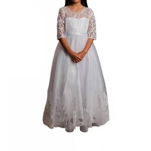 NEW PETITE ADELE girl's st monica dress in white